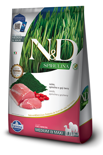 N&D SPIRULINA CANINE ADULT MEDIUM MAXI CERDO 10,1 Kg