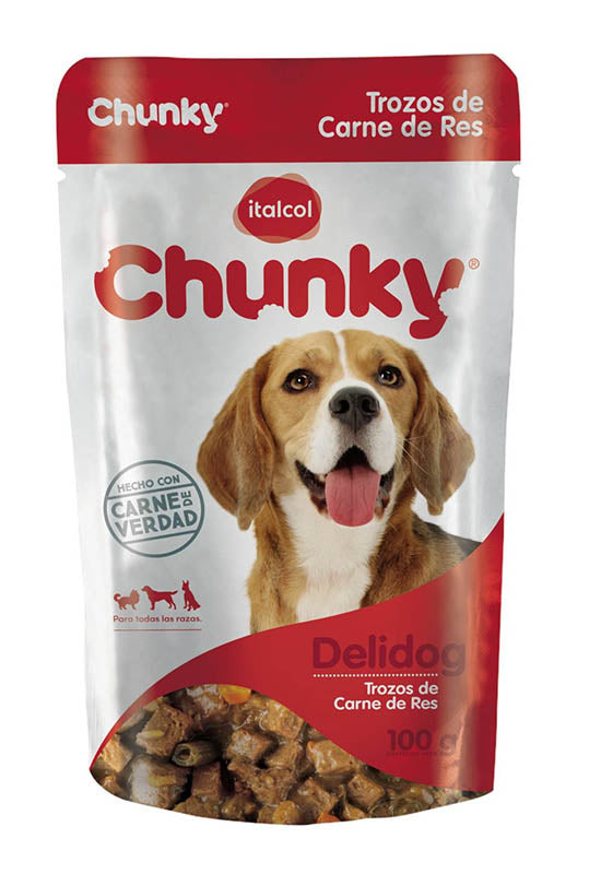 CHUNKY POUCH DELIDOG CARNE RES X 100 GR