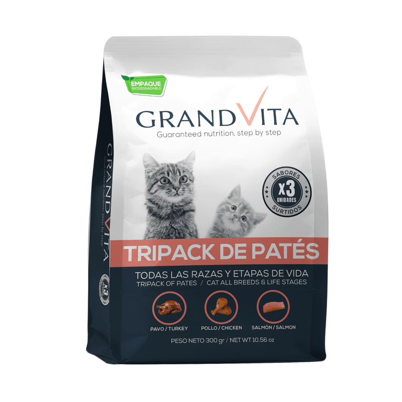 GRAND VITA TRIPACK PATÉ PARA GATO 300G