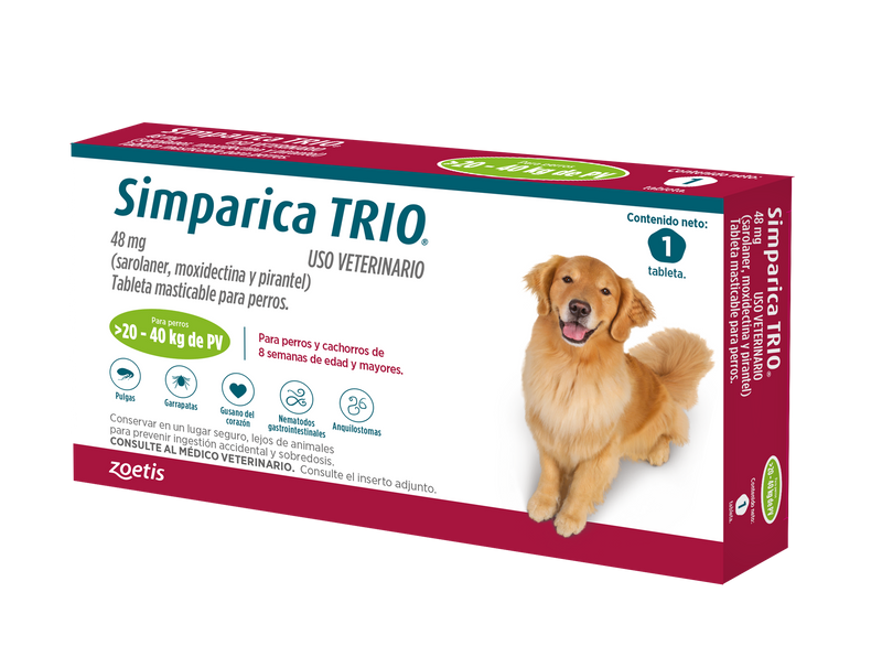 Antipulgas Externo Para Perro Simparica Trio Caja x 1Tableta