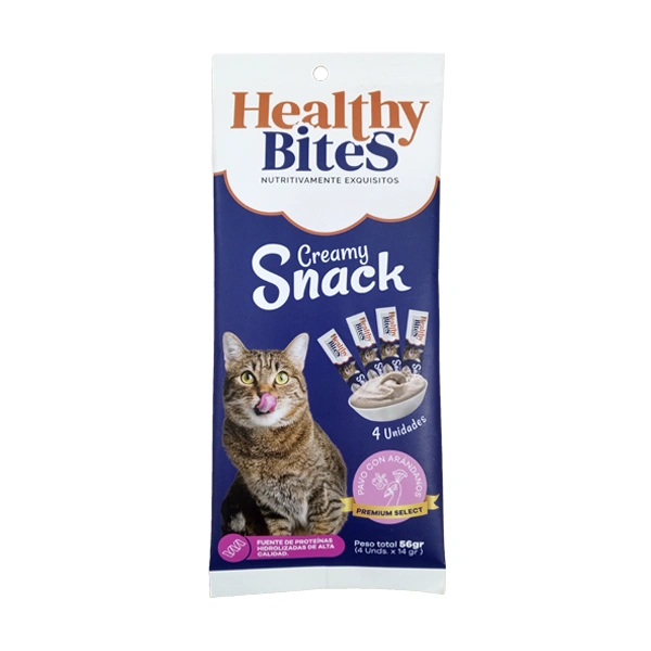 Snack Para Gato Healthy Cream Pavo X 4 Und 56 Gr