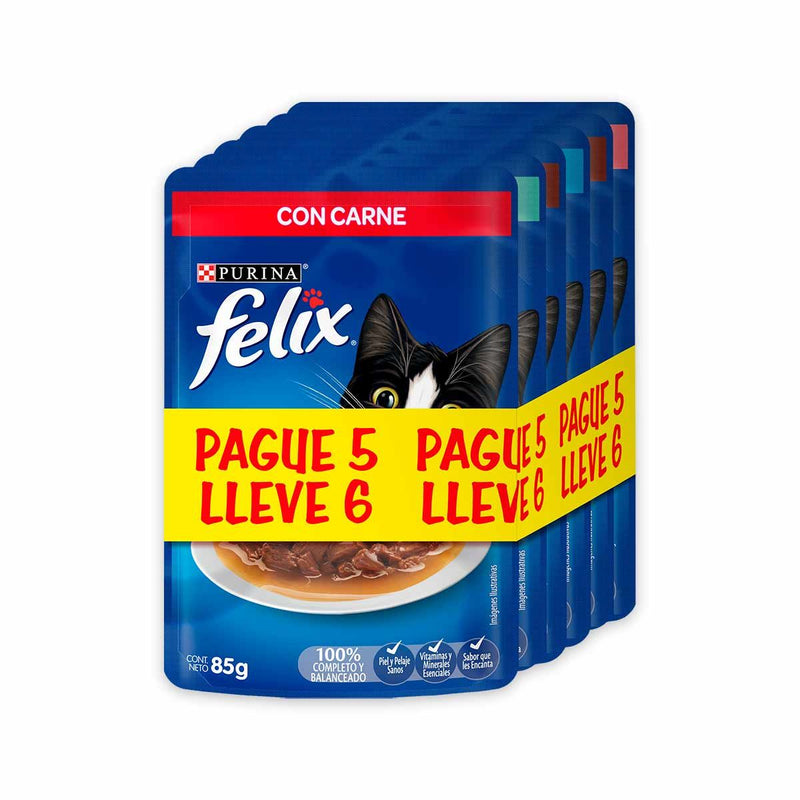 FELIX  POUCH PACK  6 SURTIDO X 85 GR PAGUE 5 LLEVE 6