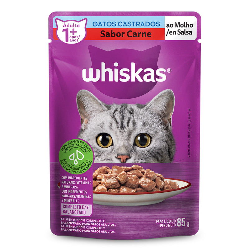 WHISKAS POUCH CASTRADO CARNE  85 GR