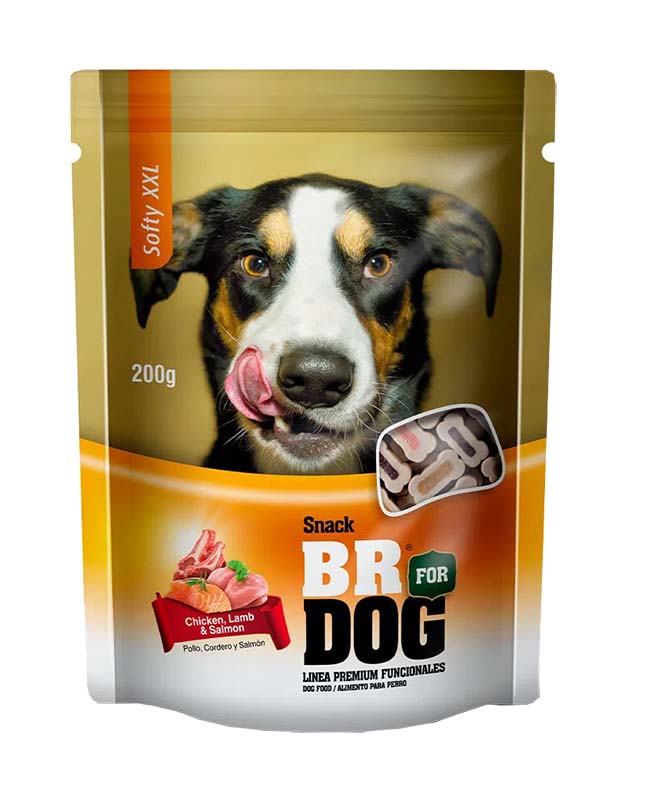 BR FOR DOG SNACK SOFTY XXL CHIKEN , LAMB Y SALMON 200 GR