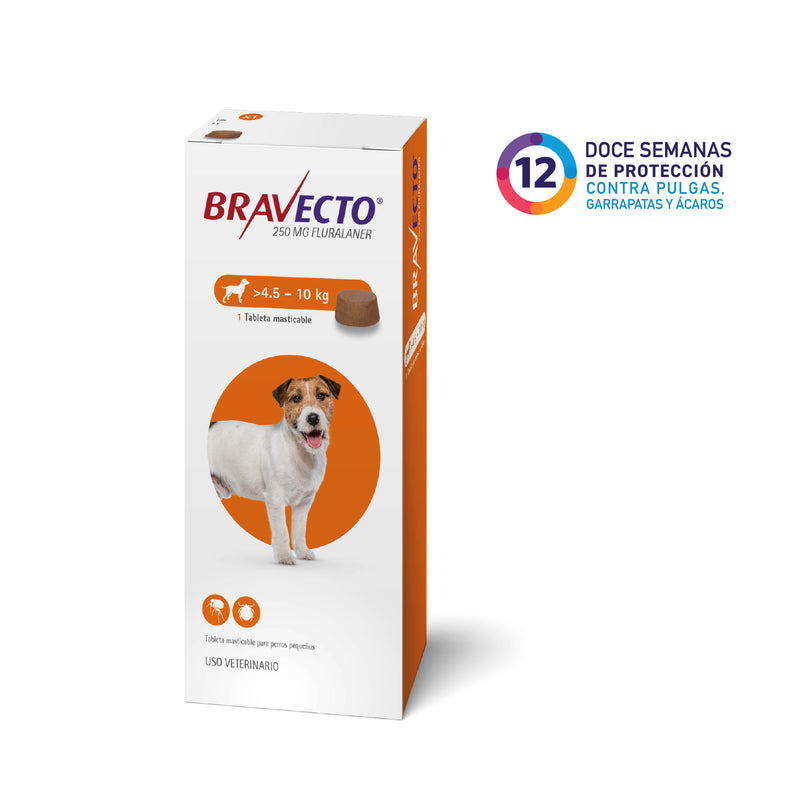 BRAVECTO 12 semanas (4,5 A 10 KG) Antipulgas y garrapatas