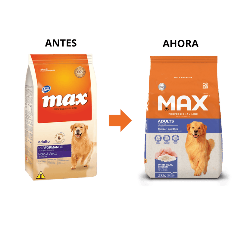 Comida Para Perro Adultos Max Performance Pollo & Arroz 20 + 2 Kg