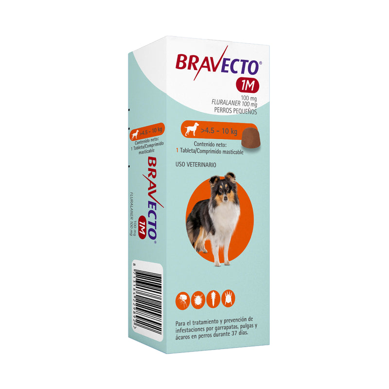 BRAVECTO 37 días (perros de 4,5 A 10 KG) Antipulgas y garrapatas