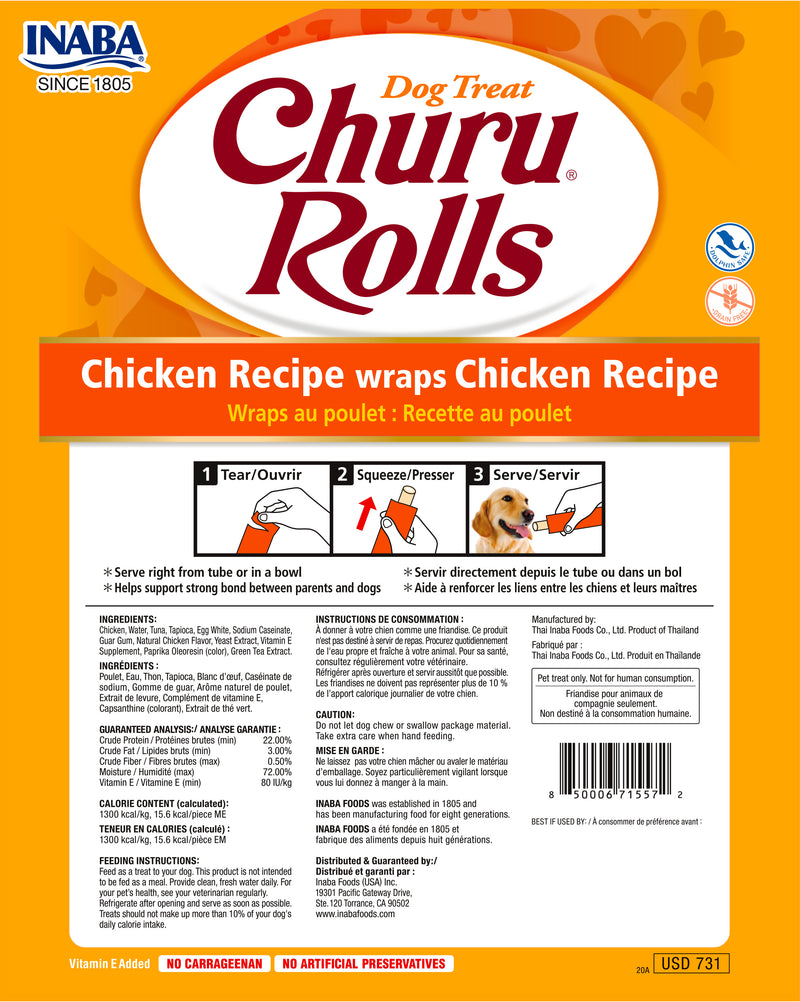 Snack Para Perro Churu Rolls Sabor Pollo 4 Und