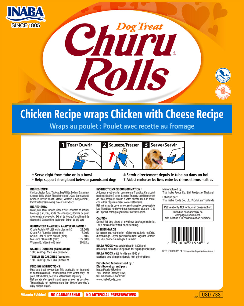 Snack Para Perro Inaba Dog Churu Rolls Chicken - Cheese 8 und
